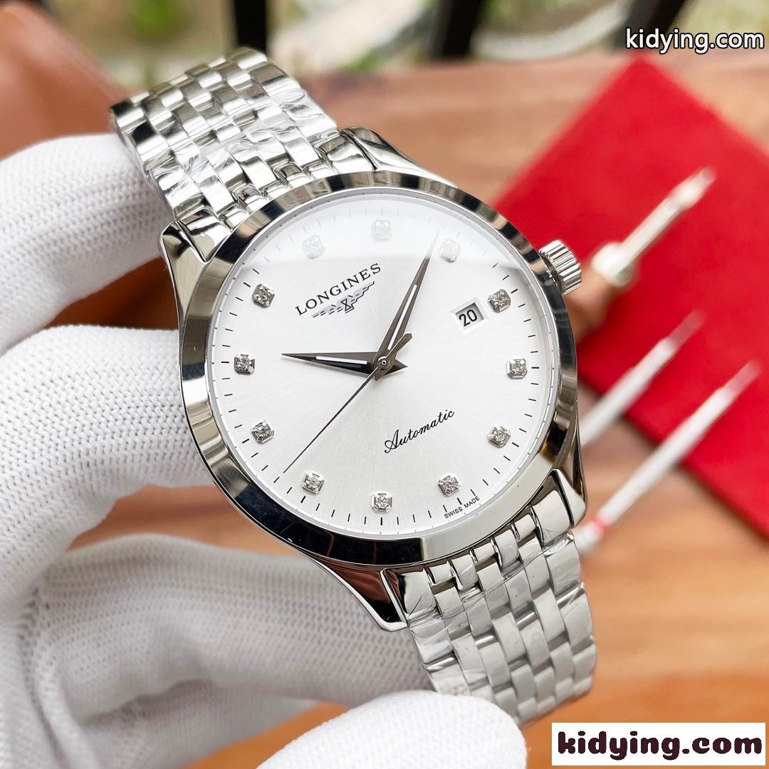 ロンジン 時計 コピー メンズ おしゃれ 高級 腕時計 うで時計 シンプル 41mm 人気 シルバー ゴールド 日付表示-2