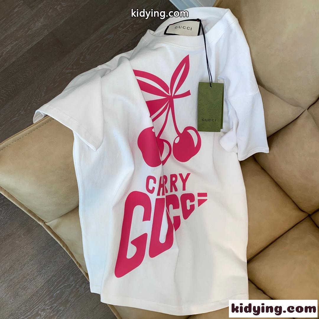 ゆったり トップス カジュアル ユニセックス グッチ 半袖Tシャツ コピー クルーネック おしゃれ 春夏 新作 プリント-0