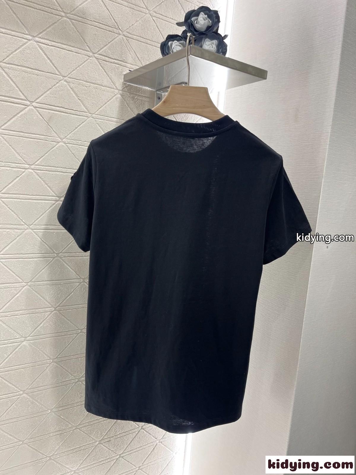 カジュアル コットン 半袖Tシャツ モンクレール Tシャツ スーパーコピー ブラック-2
