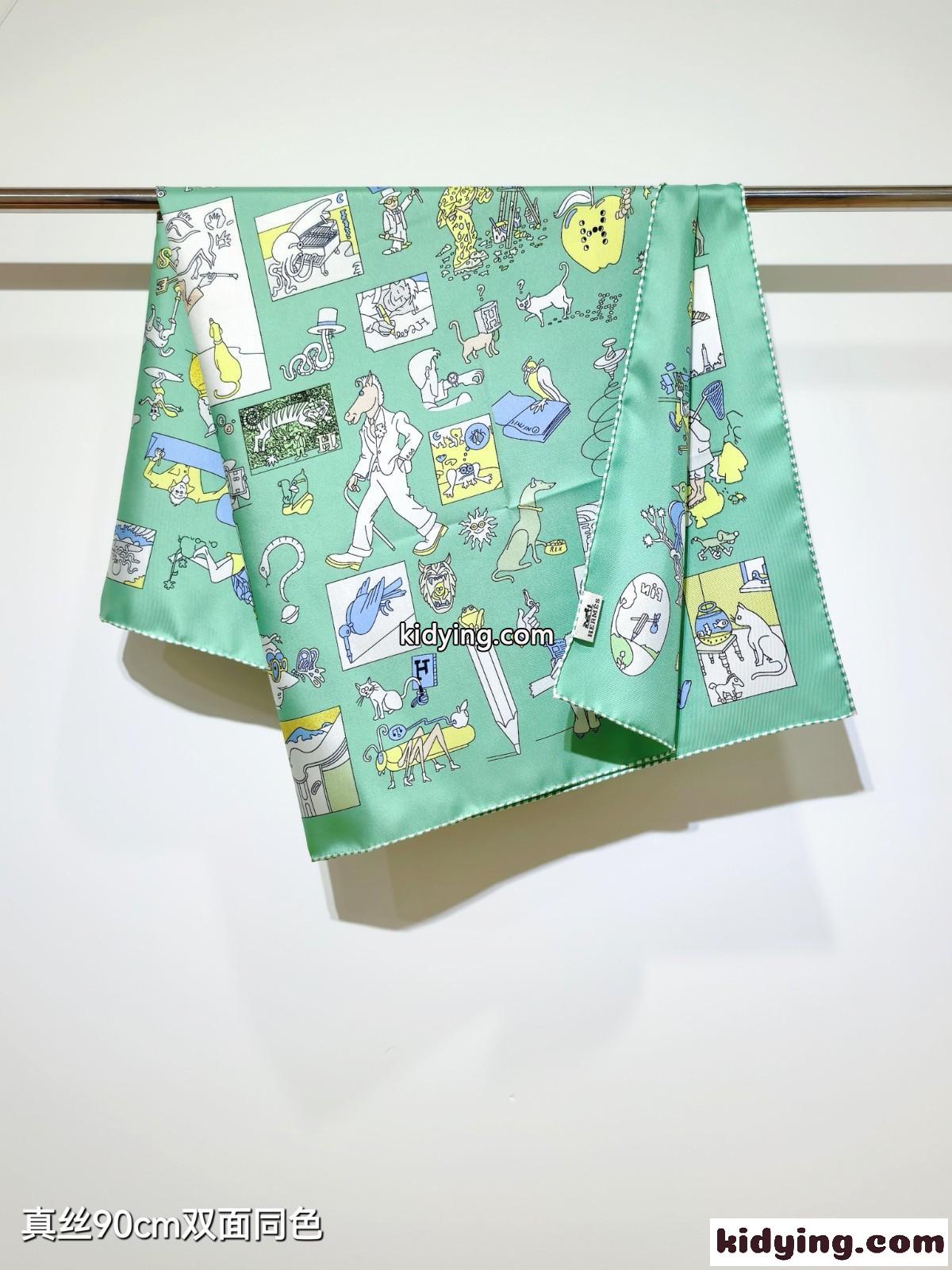 人気 上品 エルメス カレ リブレ スカーフ スーパーコピー シルク グリーン-3