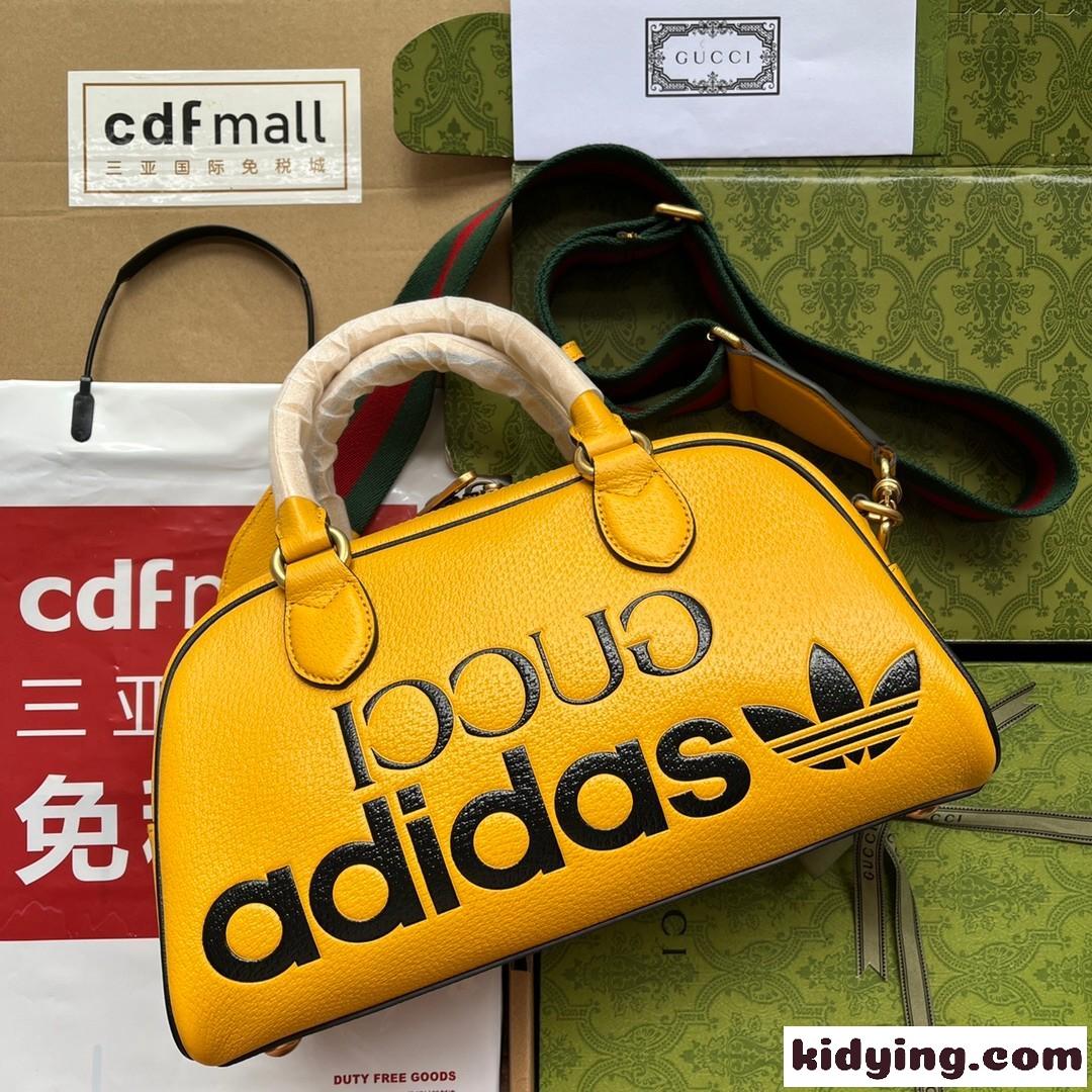 adidas x Gucci ミニ ダッフルバッグ 人気 カジュアル グッチ バッグ コピー ショルダーバッグ イエロー-0