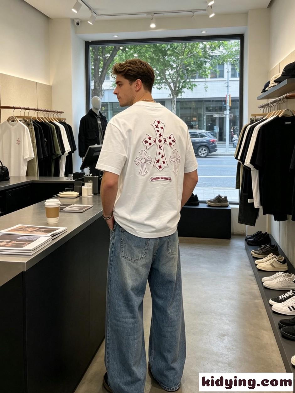 カジュアル スタイリッシュ 半袖Tシャツ クロムハーツ Tシャツ 偽物 クルーネック-1