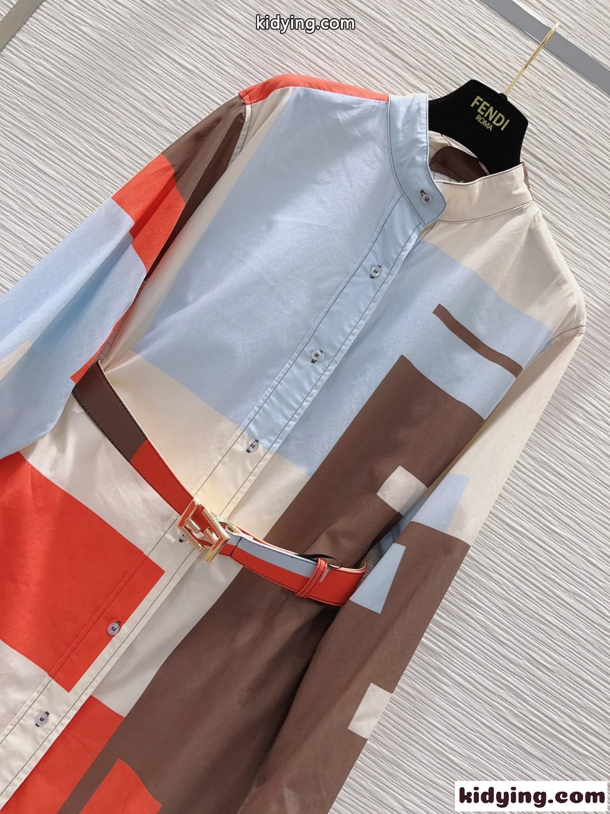 マルチカラープリント シャツドレス フェンディ ワンピース コピー レディース-2