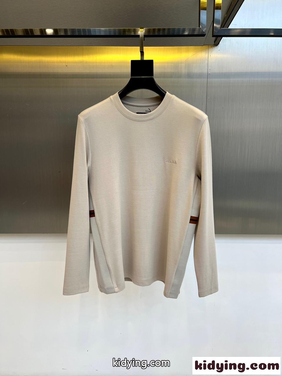 エルメネジルド・ゼニア Tシャツ 偽物 シンプル 洗練された コットン 長袖Tシャツ-0