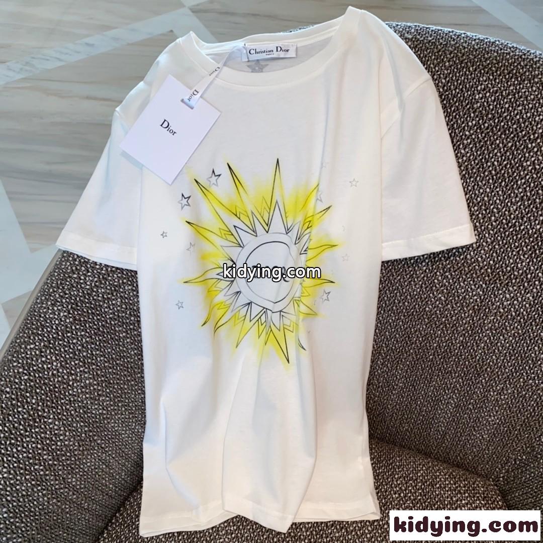 優しい肌触り プリント クルーネック クリスチャン・ディオール Tシャツ コピー 半袖 柔らかい 快適-1