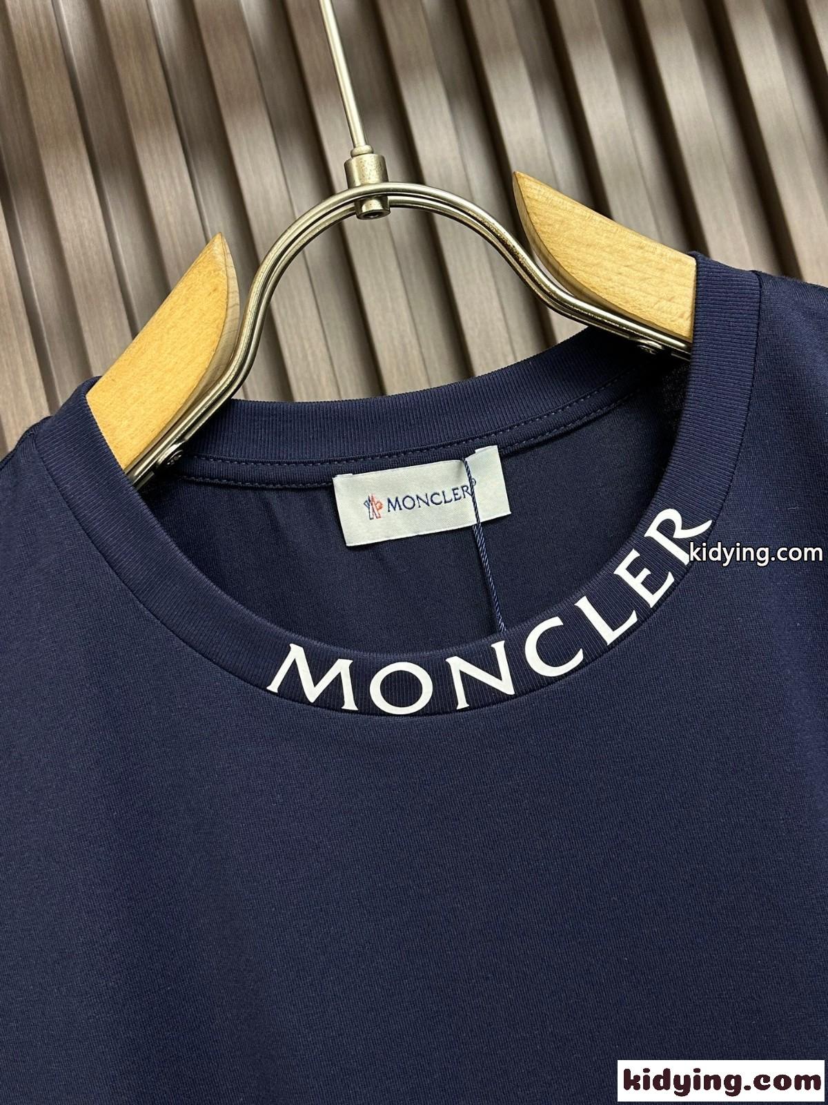 カジュアル 定番 クルーネック 半袖Tシャツ モンクレール Tシャツ コピー ネイビー-1