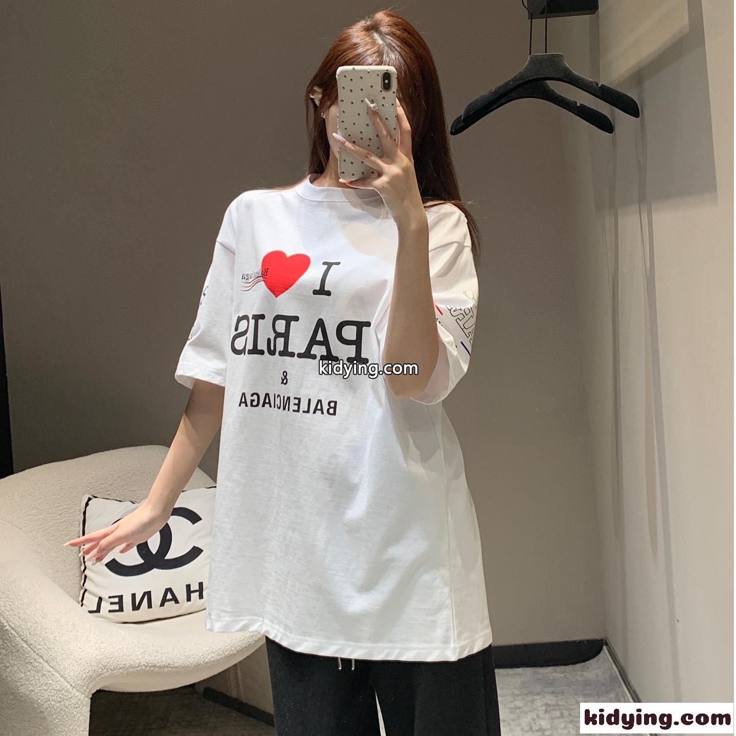人気 カジュアル オーバーサイズ 半袖Tシャツ バレンシアガ Tシャツ コピー ホワイト-0