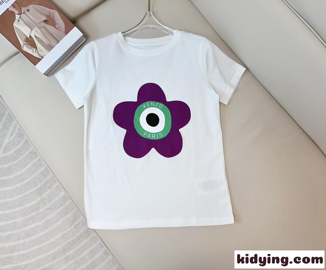 シンプル プリント コットン 半袖Tシャツ ケンゾー Tシャツ コピー ホワイト-1