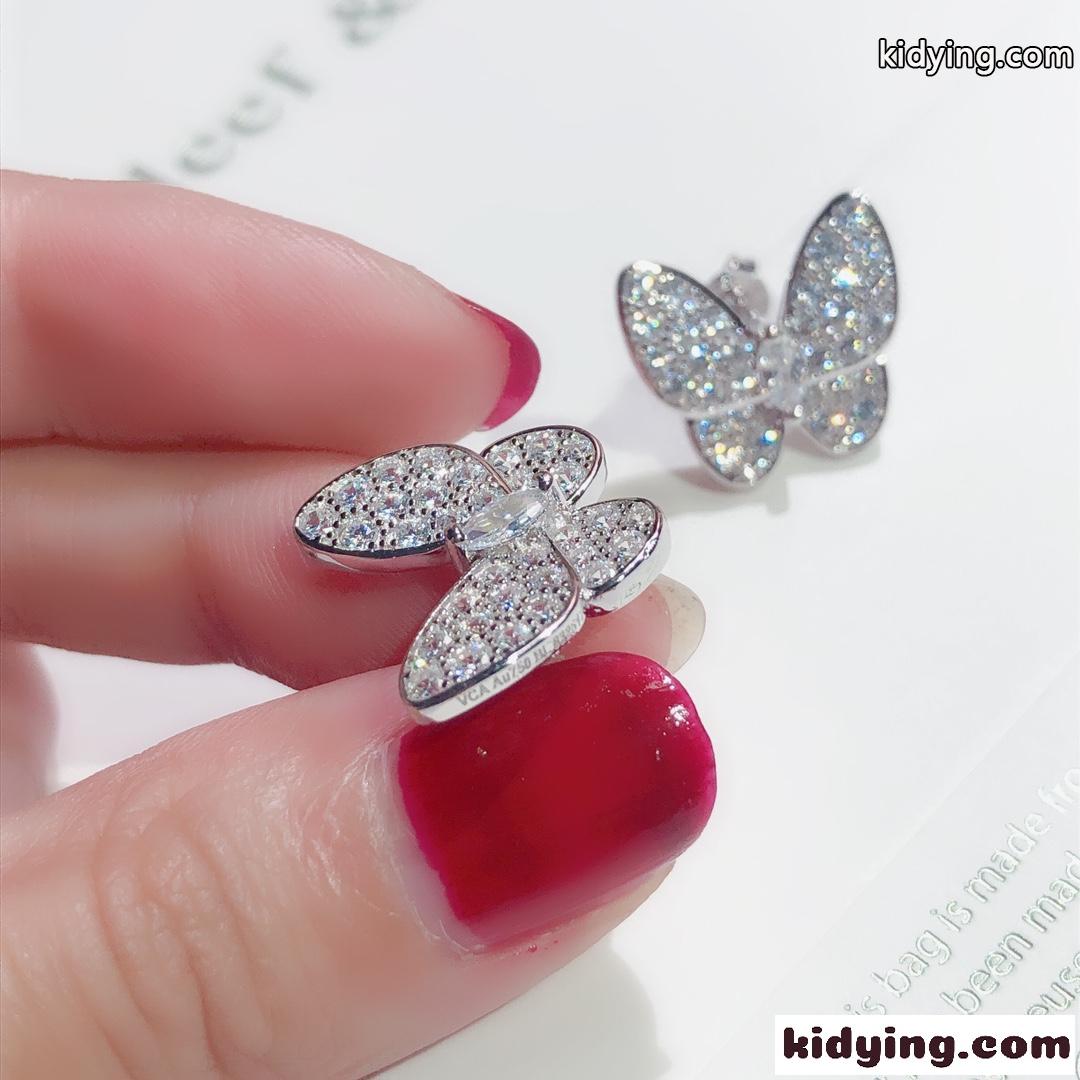 キラキラ  蝶結び  可愛い  ヴァンクリーフ&アーペル ピアス コピー レディース イヤリング シルバー925 18kゴールドメッキ-0