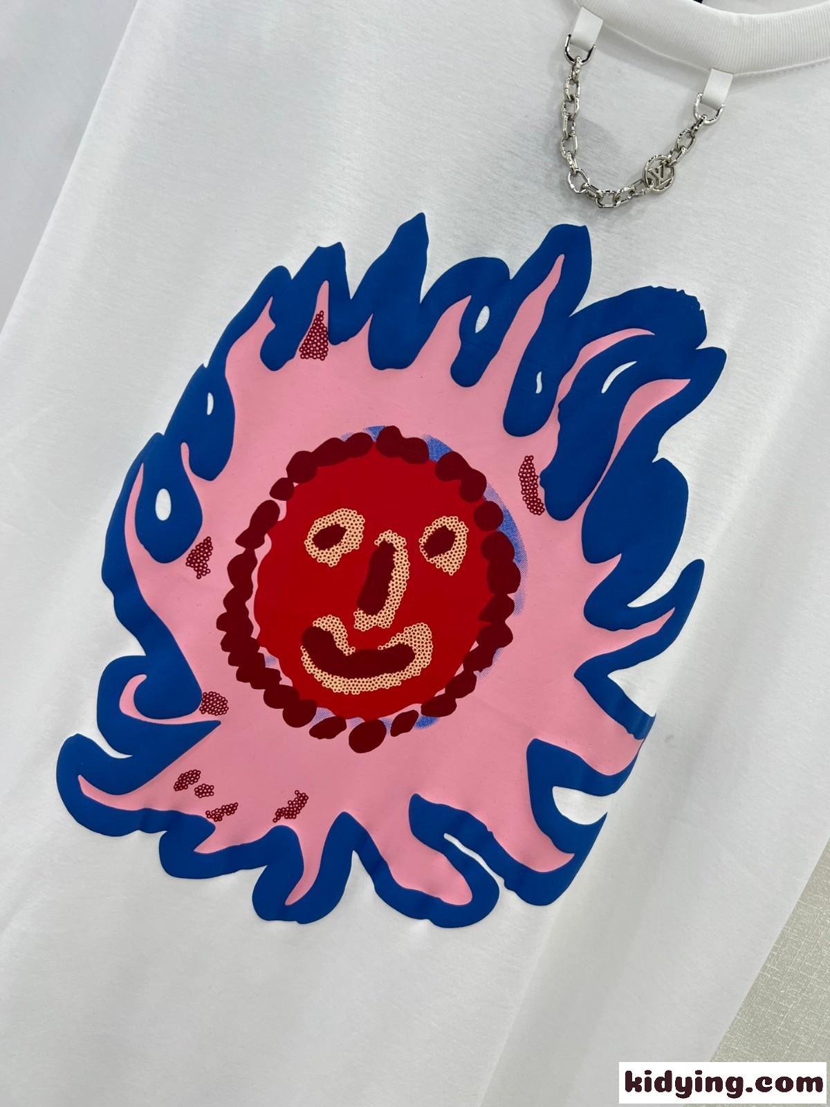 LV × YK サンプリントTシャツ ルイヴィトン Tシャツ コピー 半袖 春夏 合わせやすい-2