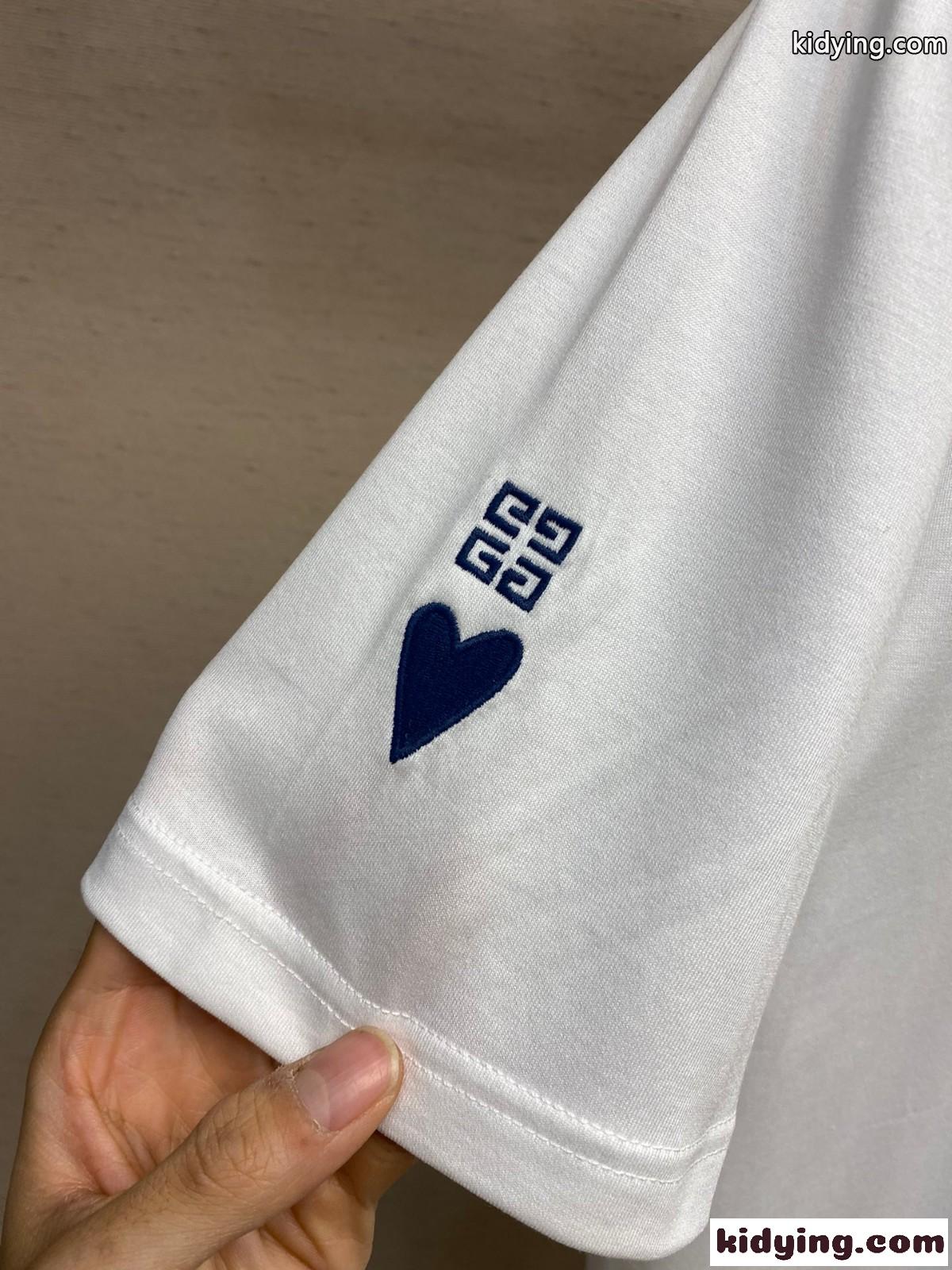 ジバンシィ Tシャツ 偽物 Love プリント クルーネック コットン 半袖Tシャツ ホワイト-4