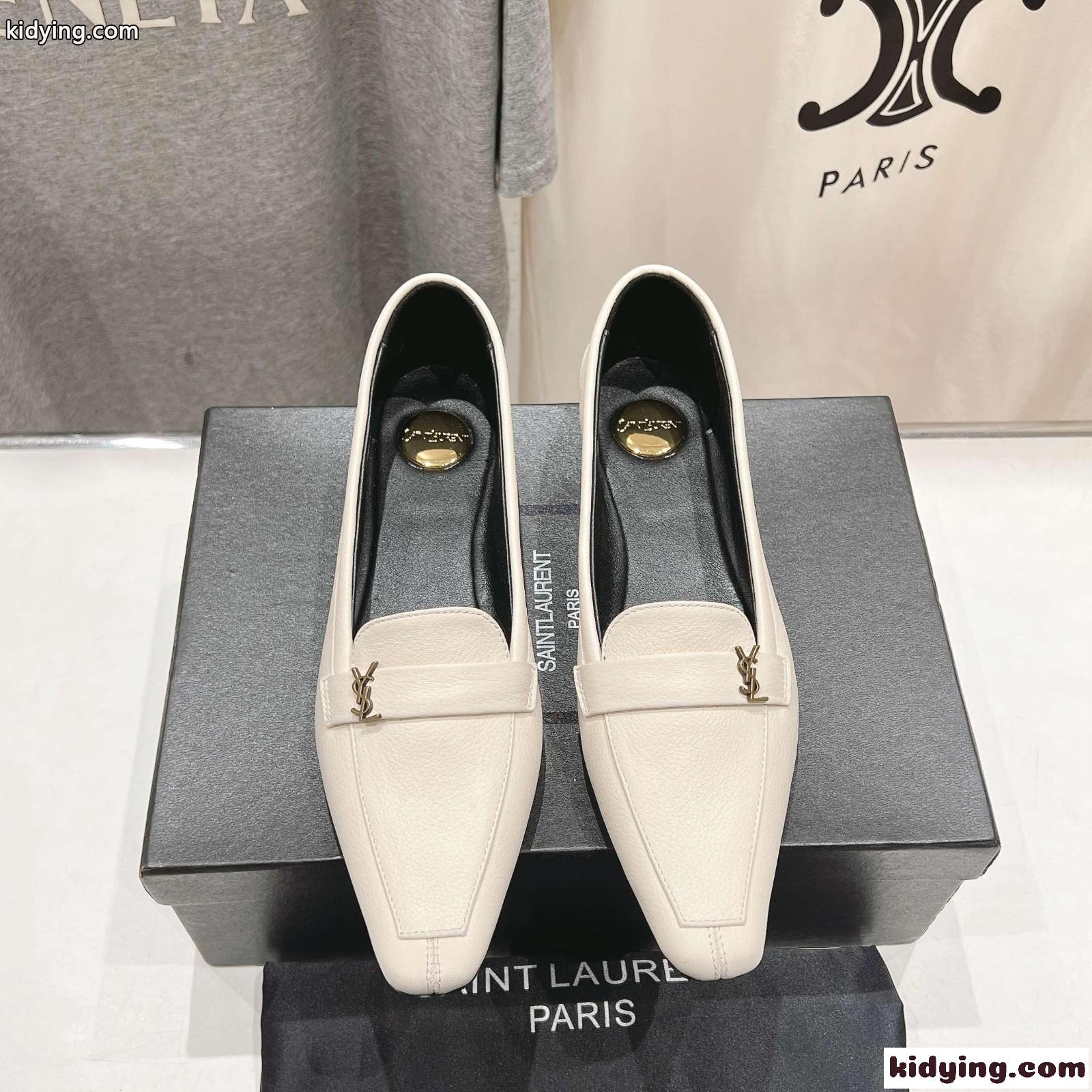 シンプル 上品 YSL イヴ・サンローラン ポピー バレリーナ スーパーコピー ホワイト-2