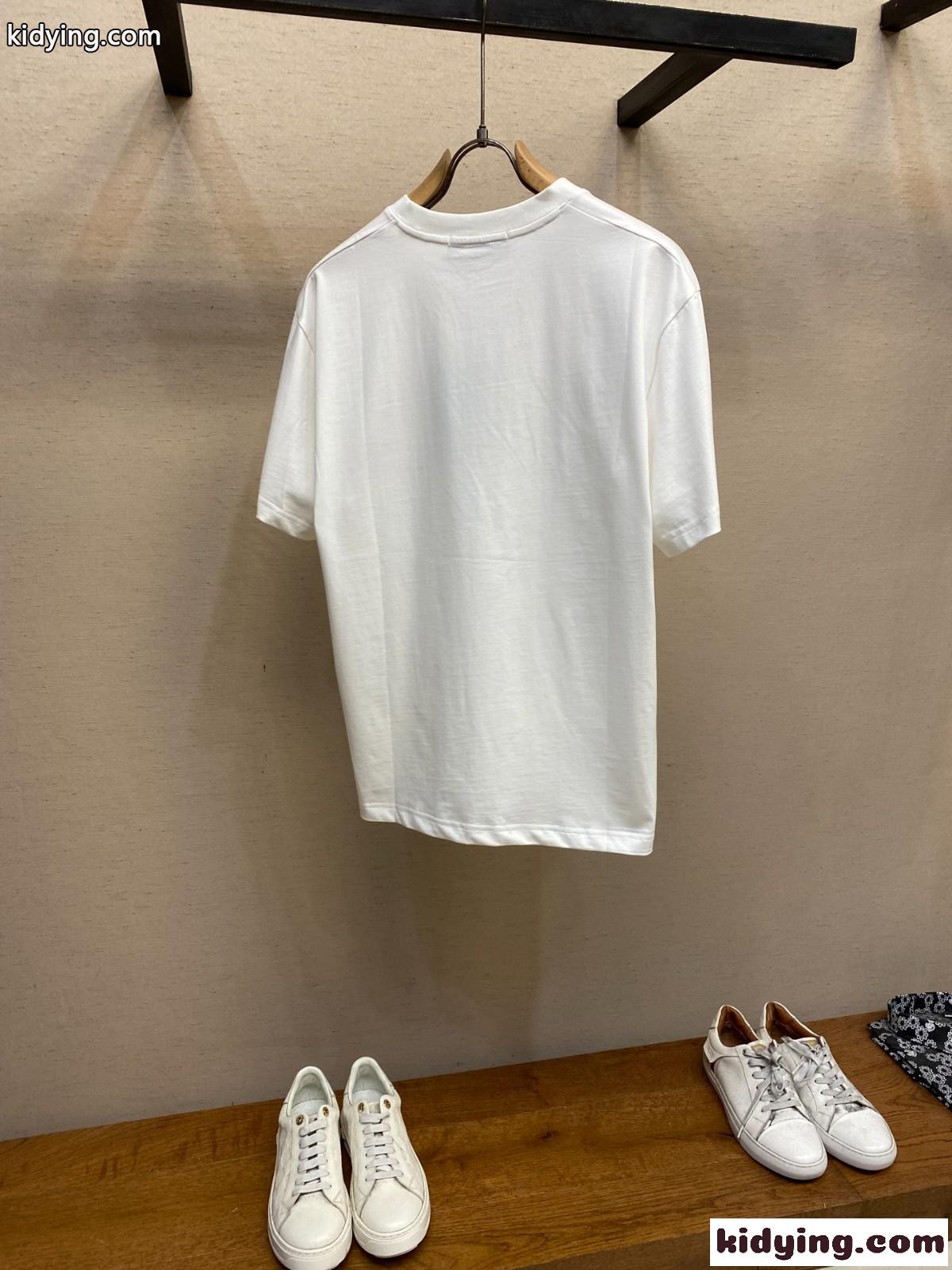 シンプル 刺繍入り クルーネック 半袖Tシャツ クリスチャン・ディオール Tシャツ コピー ホワイト-1