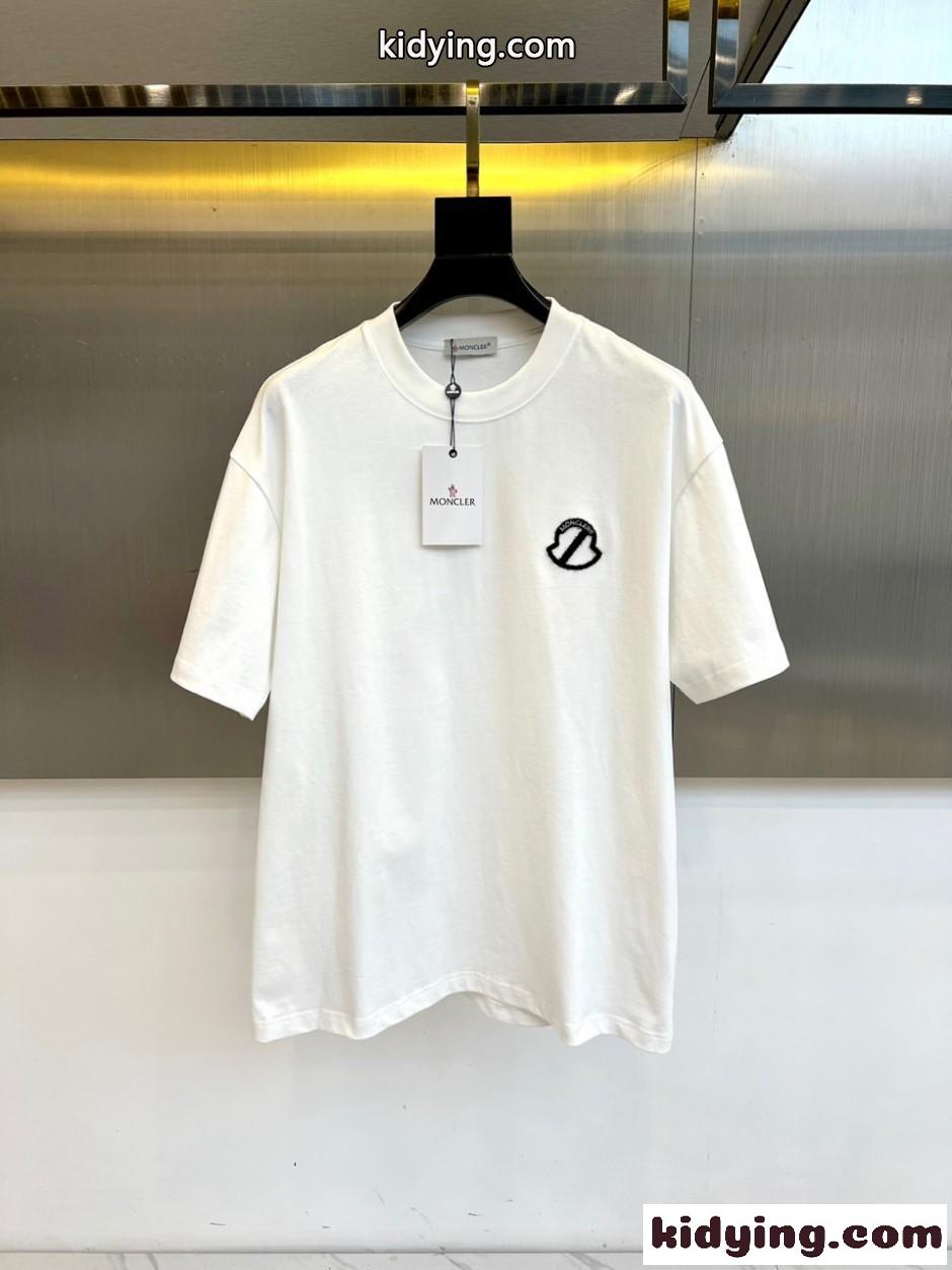カジュアル ロゴ 半袖Tシャツ モンクレール Tシャツ 偽物 クルーネック ホワイト-0