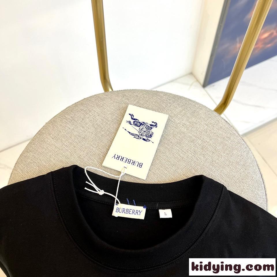 シンプル カジュアル コットンTシャツ バーバリー 半袖Tシャツ コピー ブラック-2