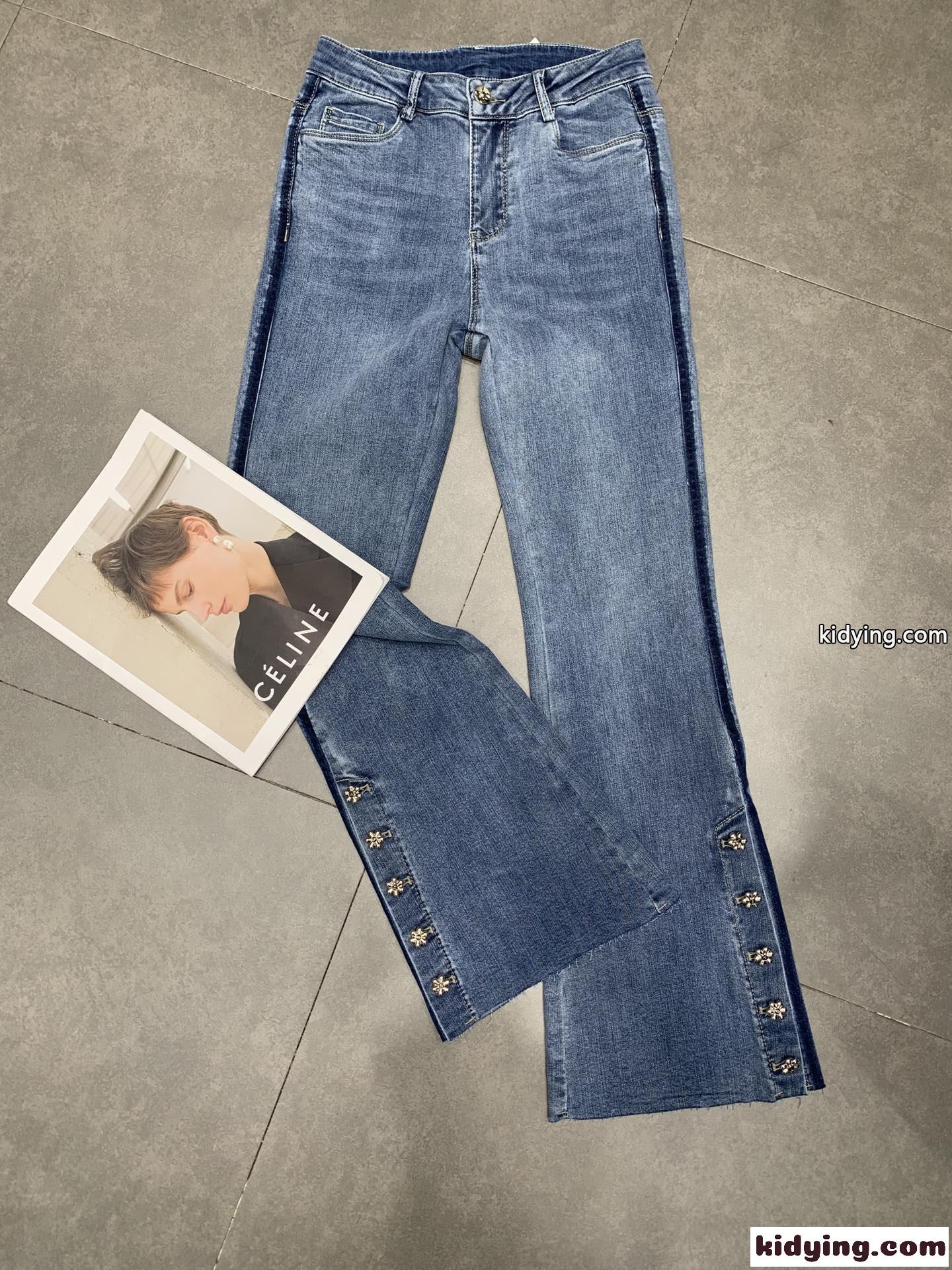 レディース ファッション クロムハーツ ジーンズ コピー 美脚 脚長効果 デニムパンツ フレアパンツ フェミニン-4