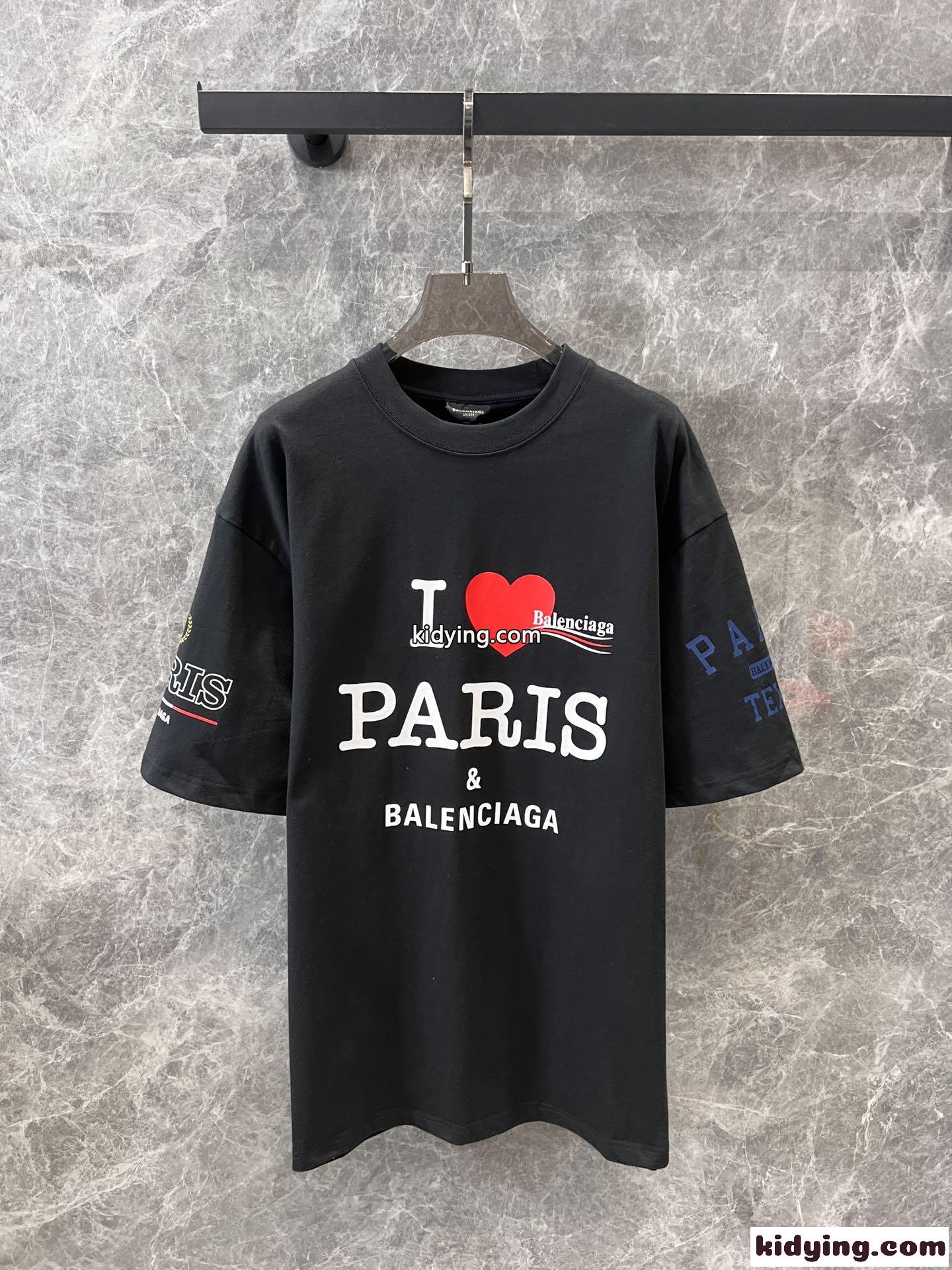 人気 カジュアル オーバーサイズ 半袖Tシャツ バレンシアガ Tシャツ コピー ブラック-1