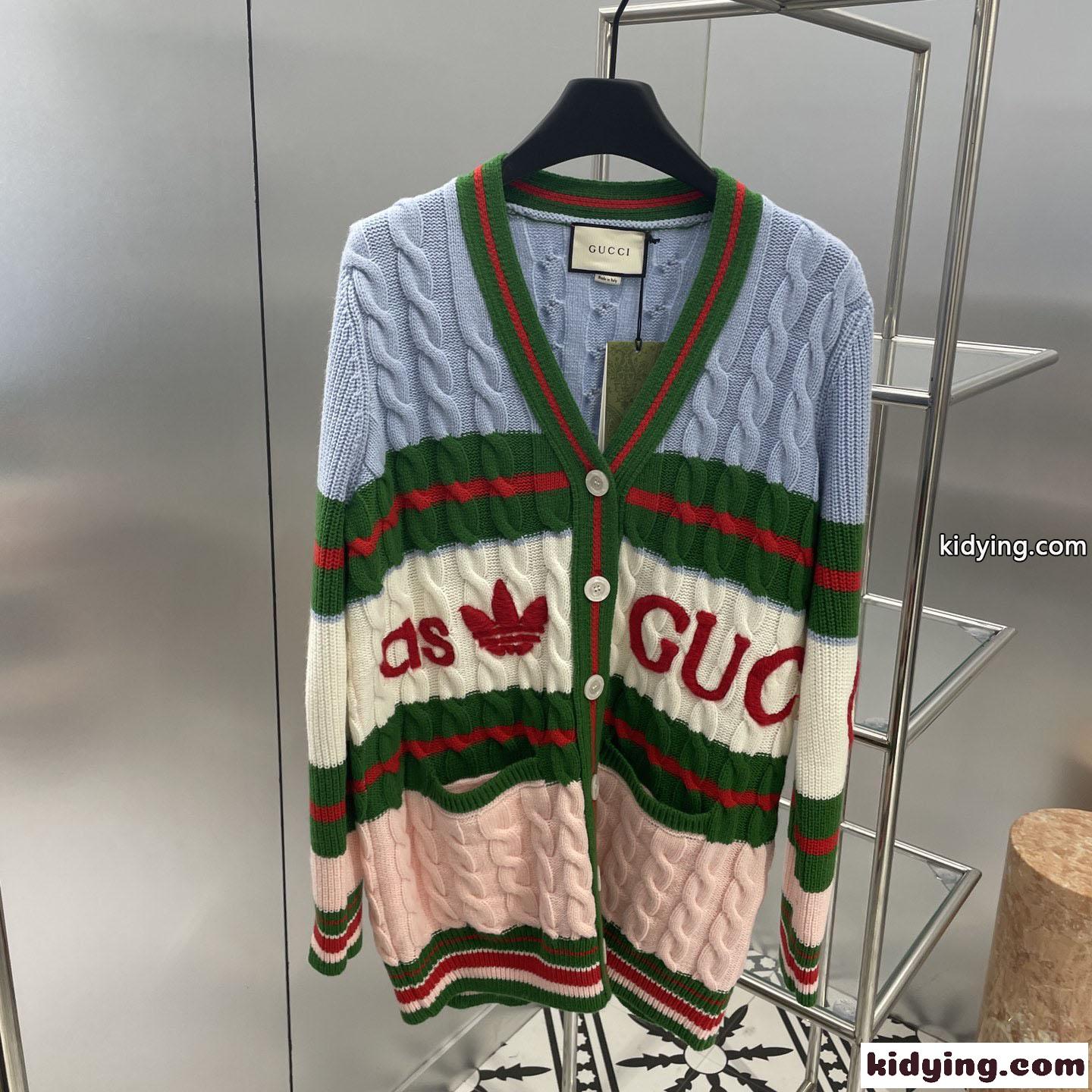 adidas x Gucci ウール ニットカーディガン グッチ カーディガン コピー 長袖 ゆったり-0