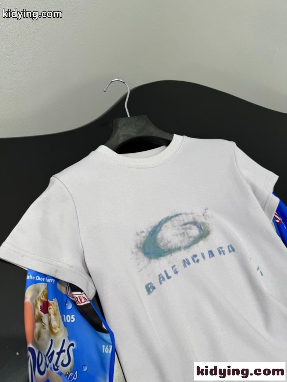 レイヤード風 グラフィック ロングスリーブTシャツ バレンシアガ Tシャツ コピー-2