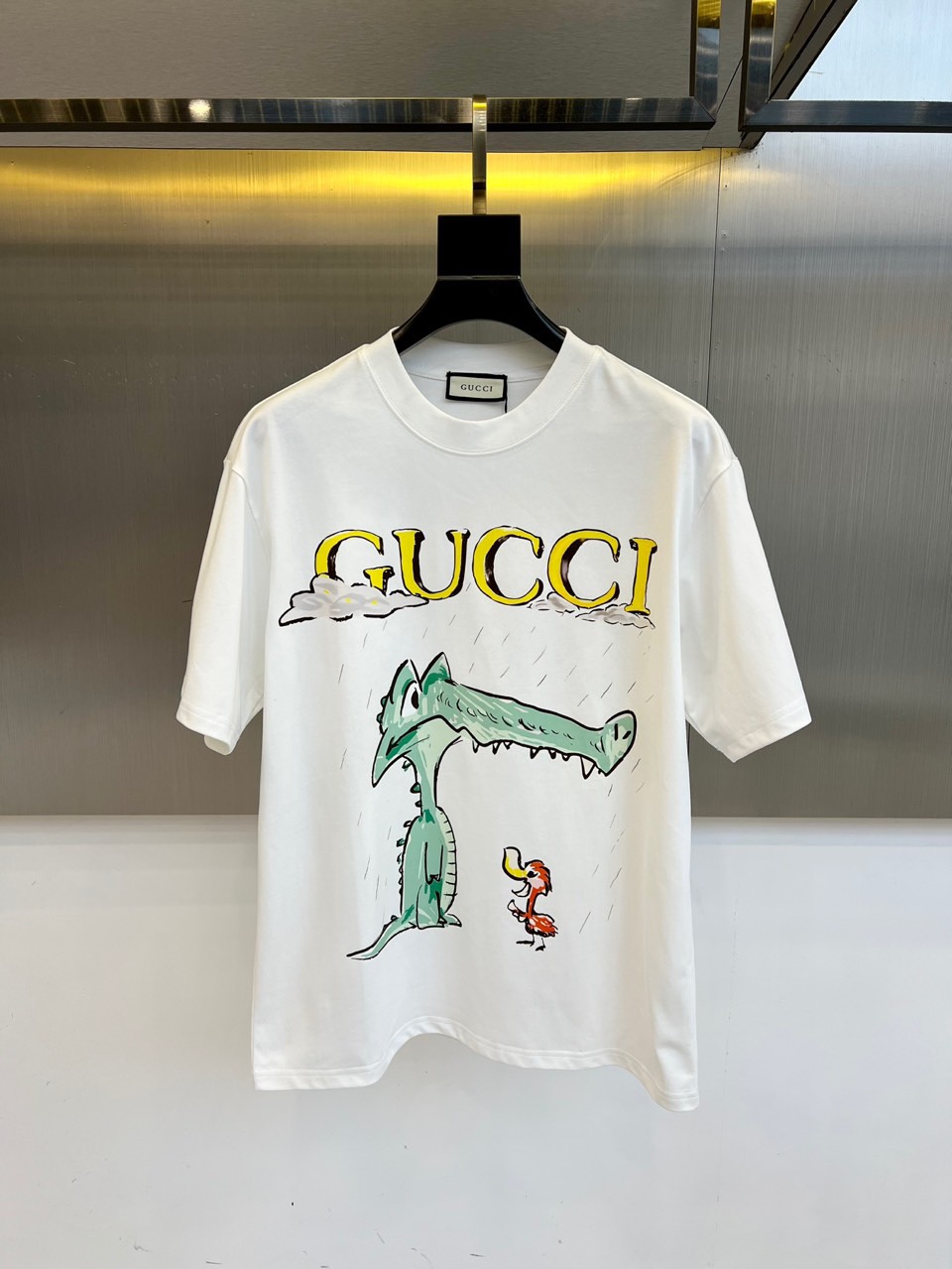 カジュアル プリント クルーネック グッチ Tシャツ 偽物 半袖トップス ホワイト-0