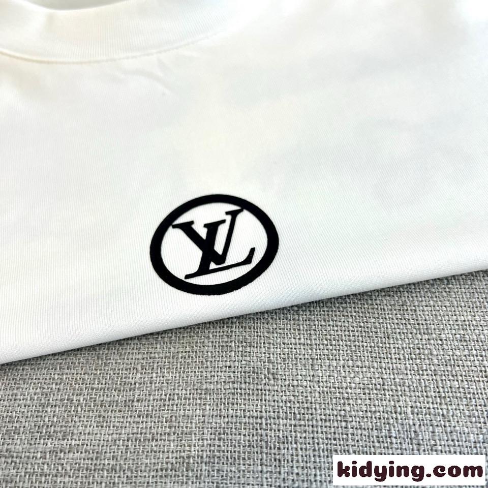 カジュアル ロゴ コットン 半袖Tシャツ ルイ・ヴィトン Tシャツ コピー ホワイト-2