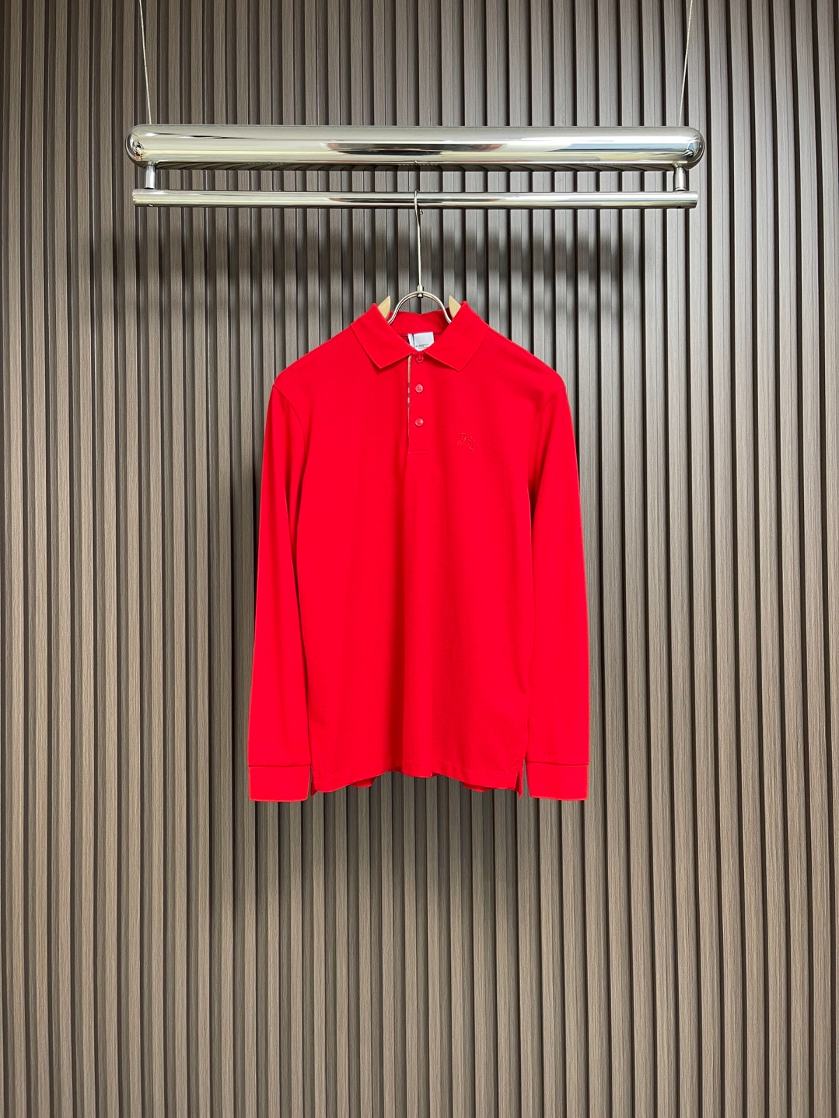 ロングスリーブ コットン ポロシャツ バーバリー Tシャツ コピー レッド-0