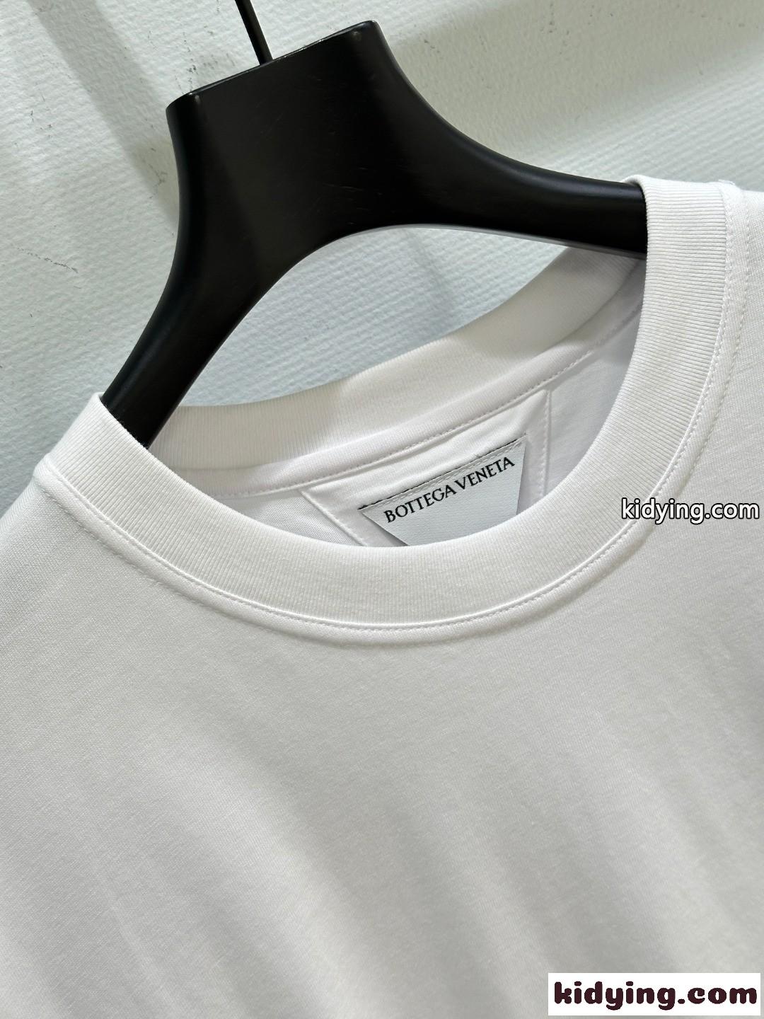 シンプル コットンジャージー 半袖Tシャツ ボッテガ・ヴェネタ Tシャツ コピー 刺繍入り-2