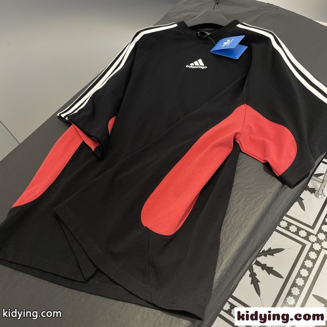BALENCIAGA×adidas 人気 オーバーサイズ バレンシアガ Tシャツ コピー ロゴ 半袖Tシャツ-2