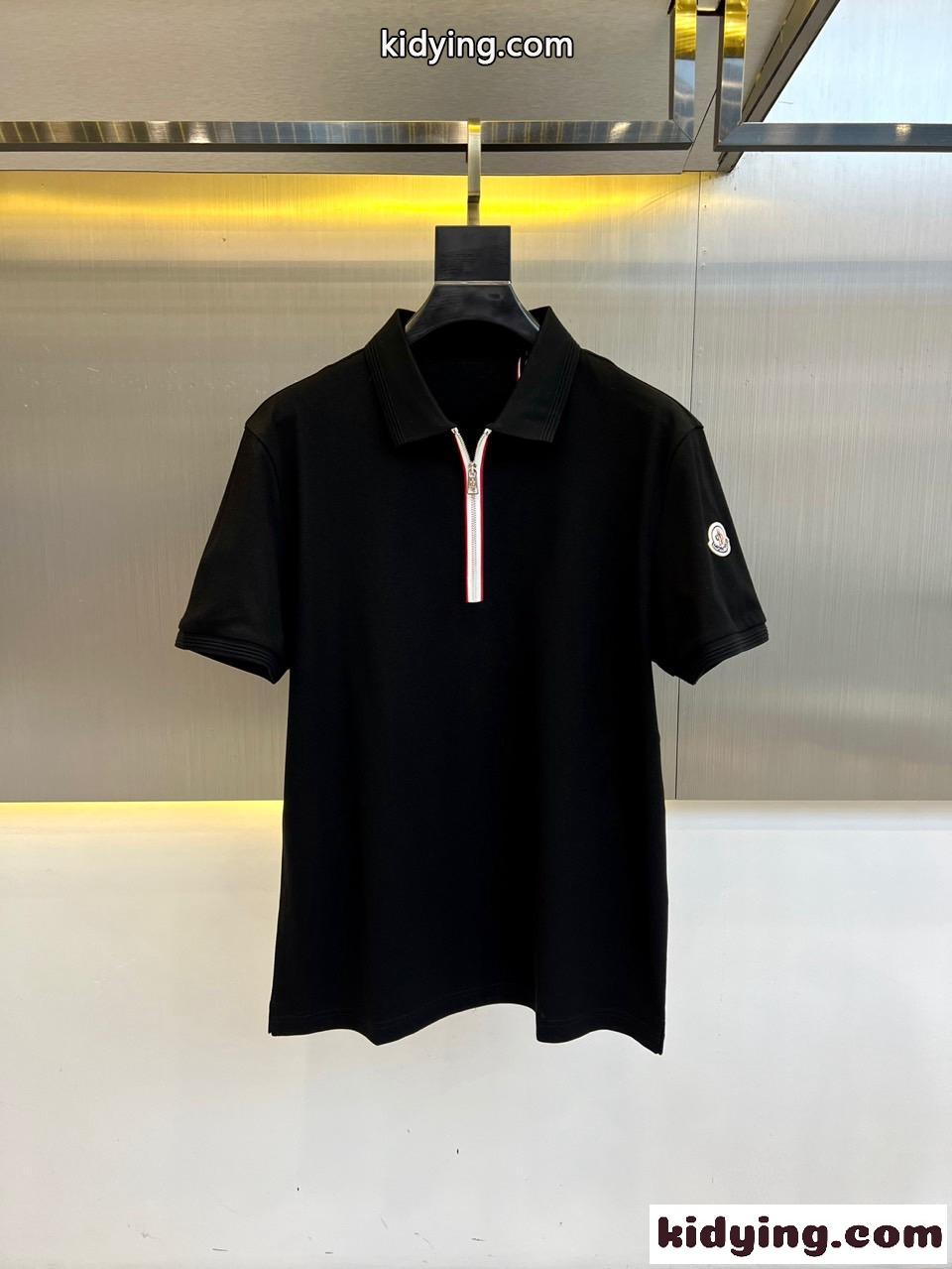 スタイリッシュ ハーフジップ ポロシャツ モンクレール Tシャツ コピー ブラック-0