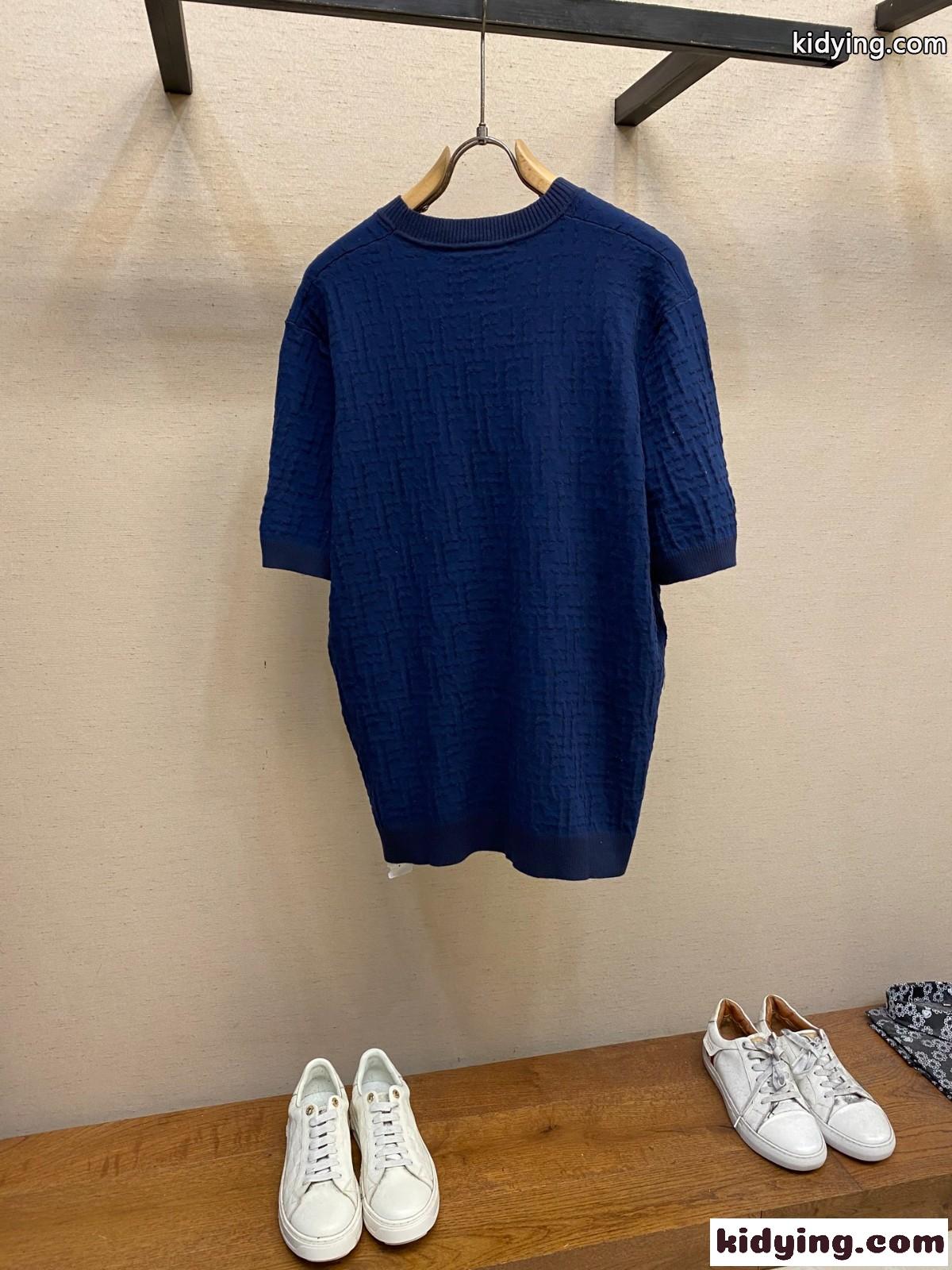 コットン FFセレリア 半袖セーター フェンディ ニット コピー ブルー-1