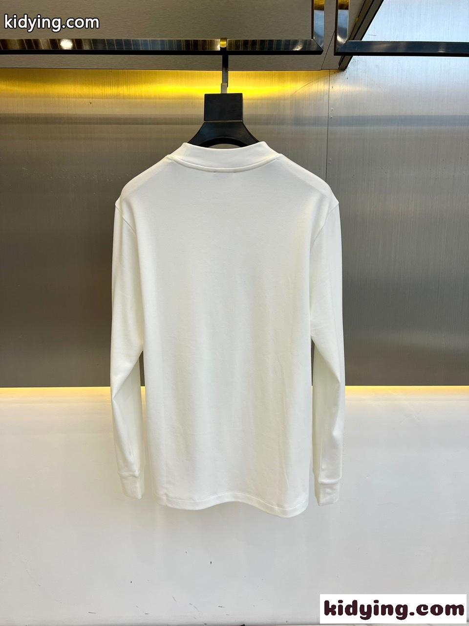 シンプル ロゴ 裏起毛 コットン 長袖Tシャツ フェンディ Tシャツ コピー ホワイト-3