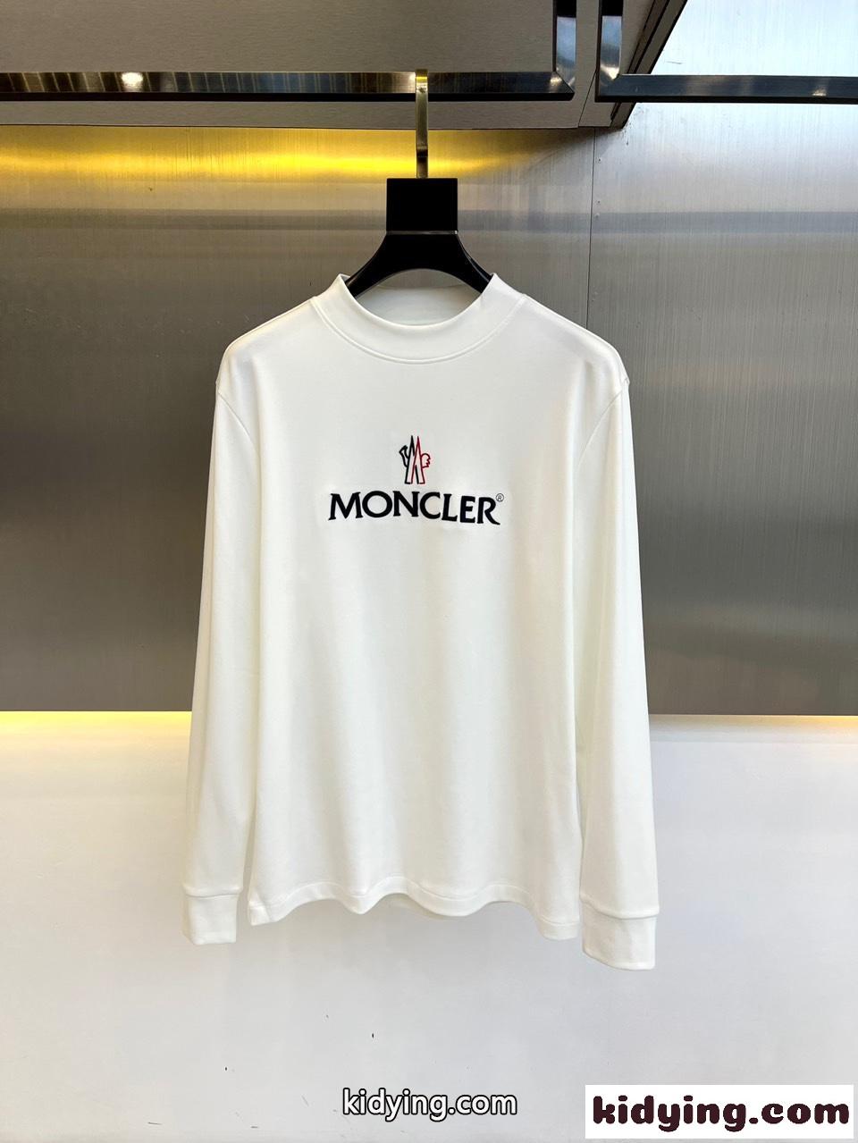 ベーシック ロゴ コットン 長袖Tシャツ モンクレール Tシャツ コピー ホワイト-0