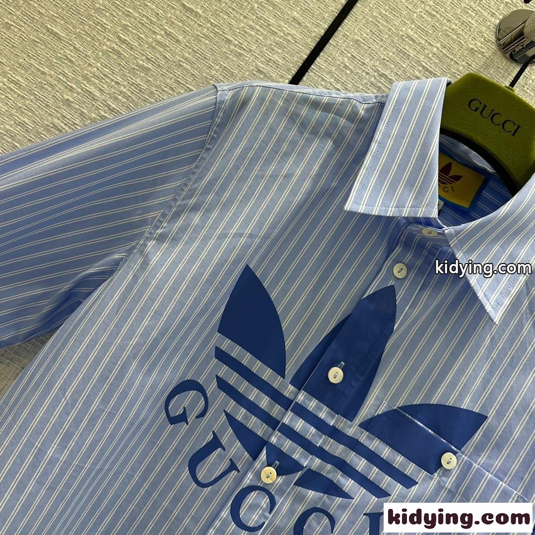 adidas x Gucci ストライプ コットン シャツ グッチ シャツ コピー 長袖 ユニセックス-2