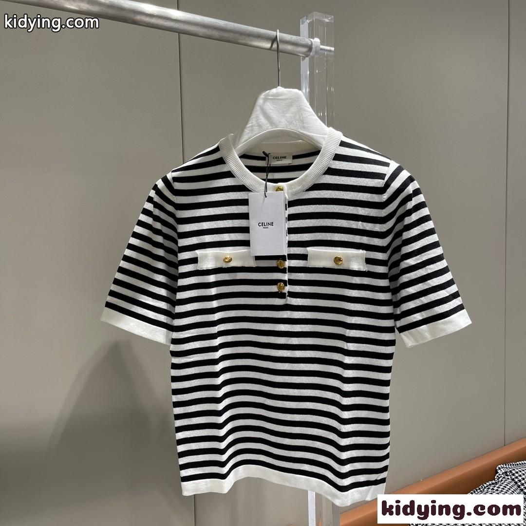 飽きのこない ボーダー柄 マリニエール Tシャツ セリーヌ Tシャツ コピー レディース 半袖-1