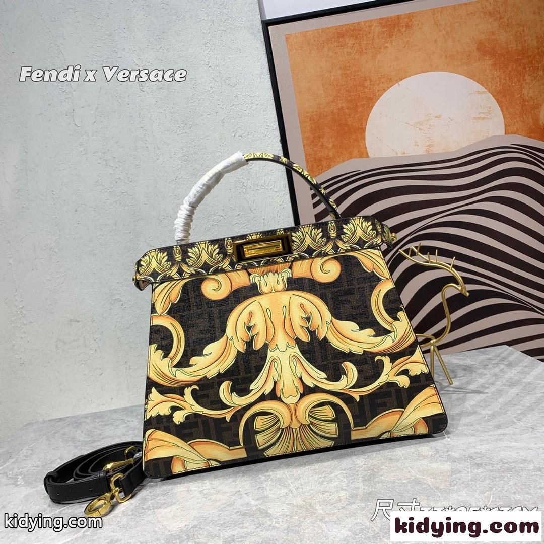 FENDI × VERSACE フェンダーチェ エレガント フェンディ バッグ 人気 コピー レディース ハンドバッグ-1