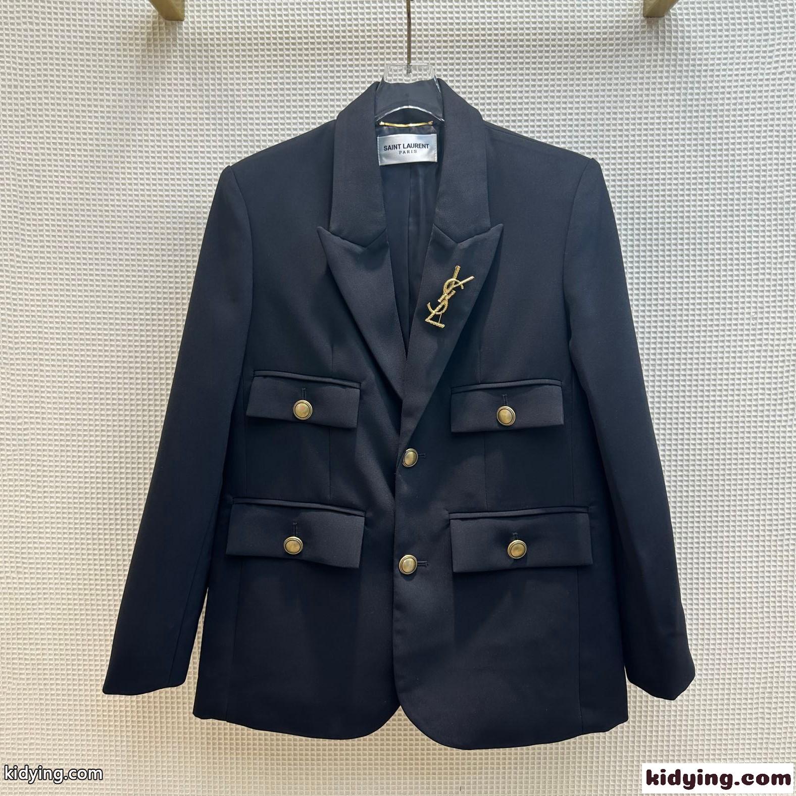 YSL イヴ・サンローラン シングルブレスト ジャケット コピー レディース-2