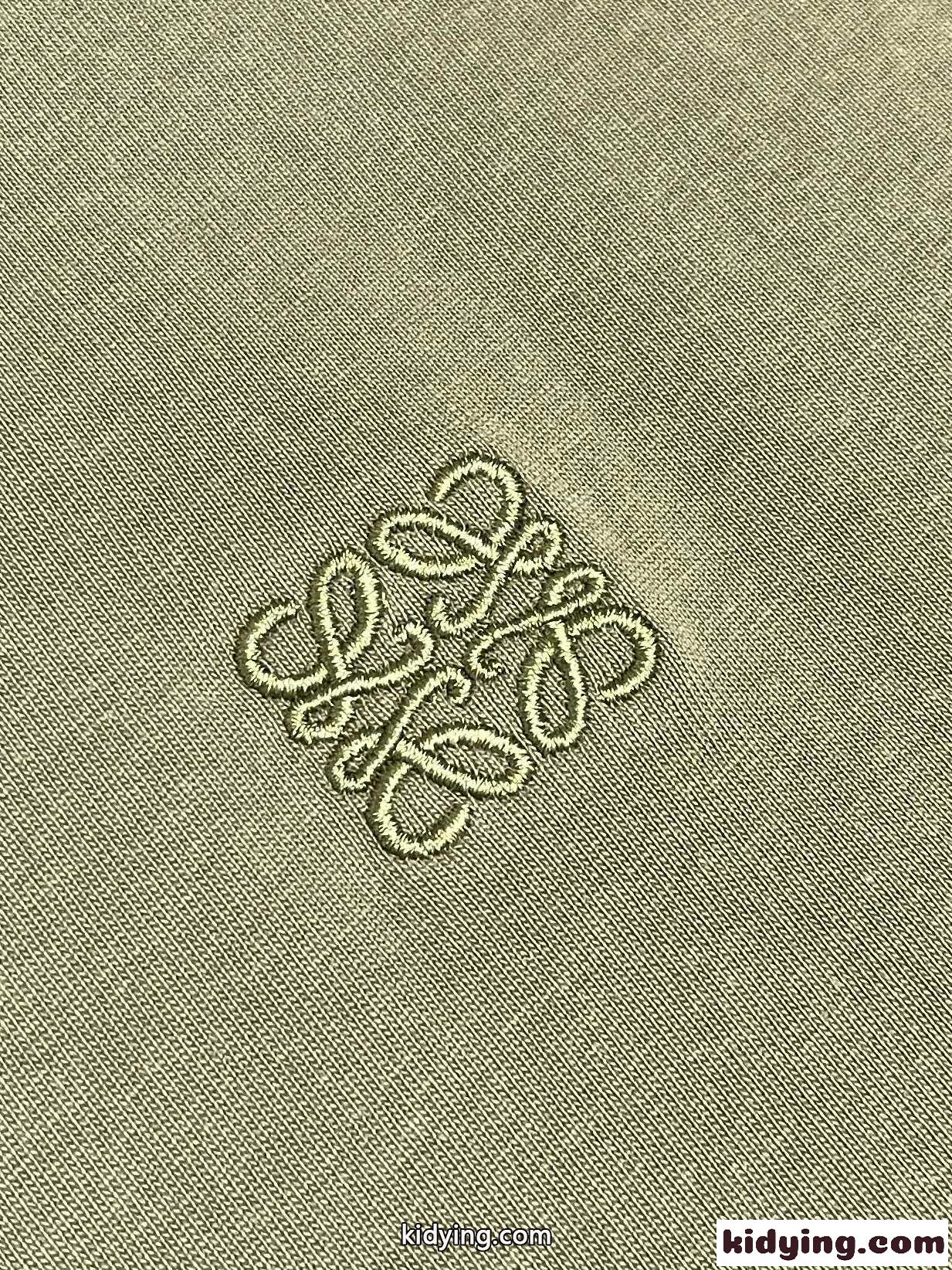 アナグラム刺繍 クルーネック 長袖Tシャツ ロエベ Tシャツ 偽物 グリーン-2