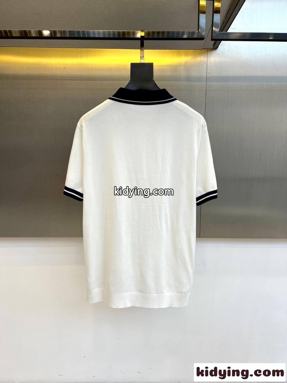 定番 カジュアル 配色 ポロシャツ エルメネジルド・ゼニア Tシャツ 偽物 ホワイト-3