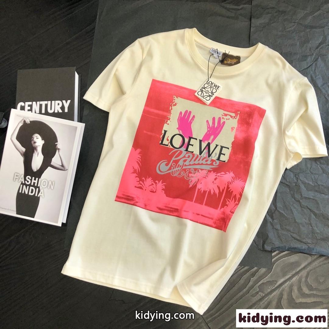 春夏 人気 プリント クルーネック ロエベ tシャツ コピー 着痩せ 合わせやすい 半袖 トップス カジュアル-0