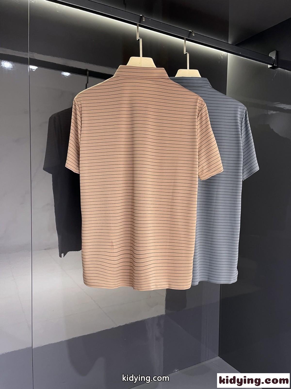 メンズ ポロシャツ 上品 エルメネジルド・ゼニア 半袖tシャツ コピー コットン エレガント カジュアル ボーダー柄-2