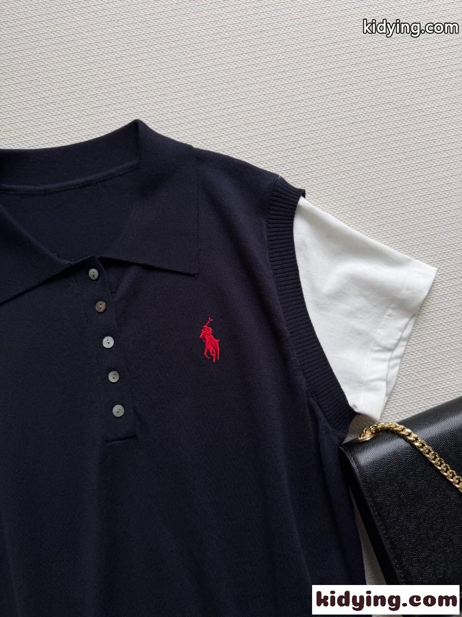 ポニー刺繍 レイヤード風 ポロニットップス ラルフローレン ニット 偽物 ネイビー-2