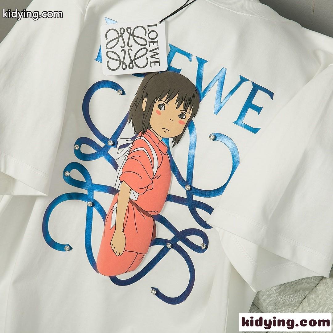 おしゃれ ゆったり 体型カバー プリント ロエベ tシャツ コピー コットン リラックス 快適 カジュアル-3