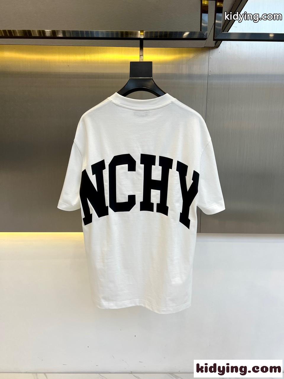 カジュアル ゆったり ロゴ コットン 半袖Tシャツ ジバンシィ Tシャツ 偽物 ホワイト-4
