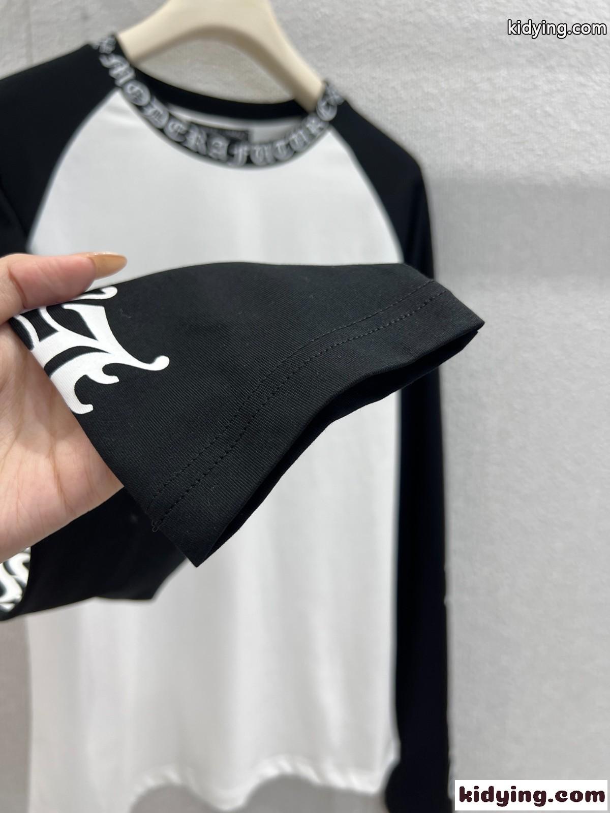 クロムハーツ Tシャツ 偽物 コットン ロゴプリント ラグランスリーブ 長袖Tシャツ-3