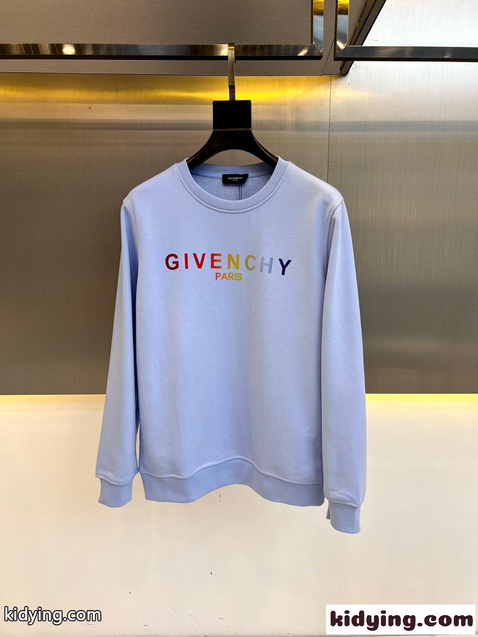 シンプル グラデーションロゴ ジバンシィ Tシャツ コピー クルーネック スウェットシャツ ブルー-1