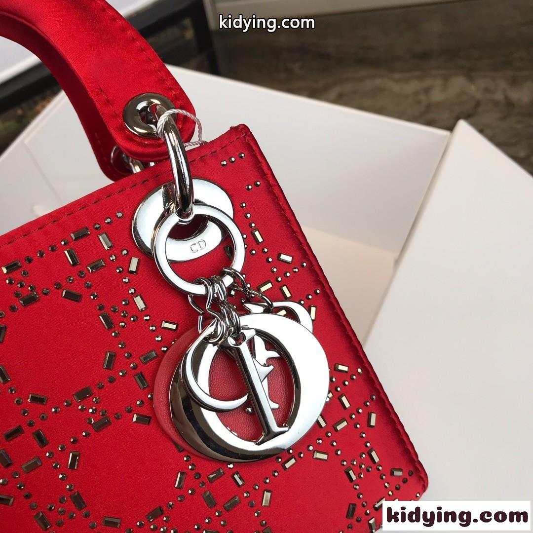 クリスチャン・ディオール バッグ コピー 大人気 LADY DIOR カナージュ サテン ミニバッグ レッド-5