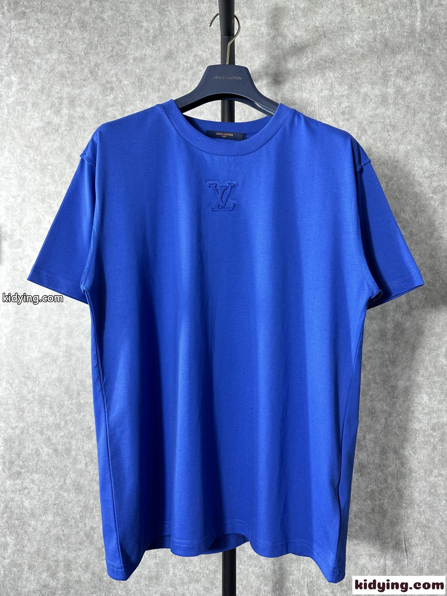 ユニセックス ルイ・ヴィトン Tシャツ コピー シンプル クルーネック コットン 半袖Tシャツ-0