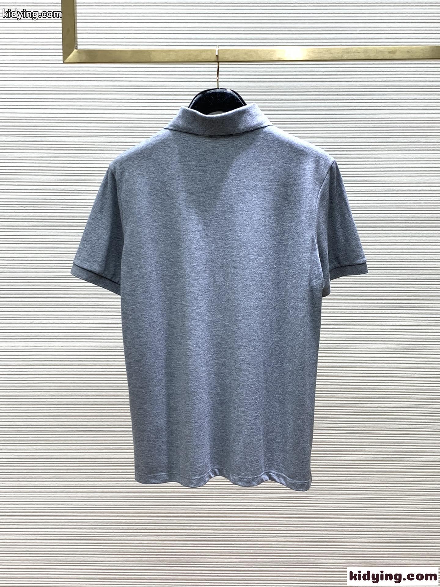 カジュアル 快適 コットンピケ 半袖 ポロシャツ モンクレール Tシャツ コピー グレー-3