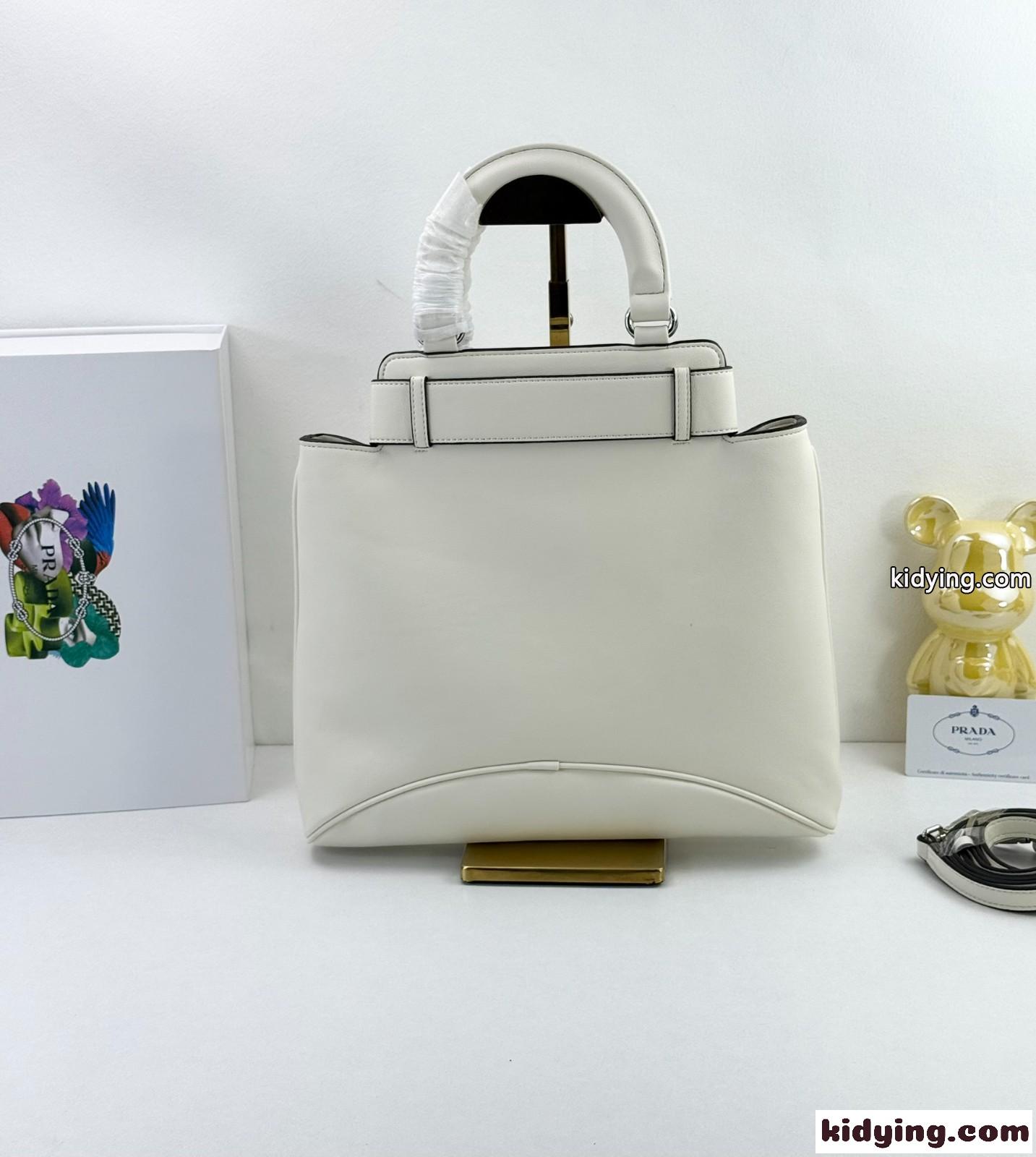 新作♪PRADA エチュード ミディアム レザーバッグ プラダ バッグ コピー ホワイト-2