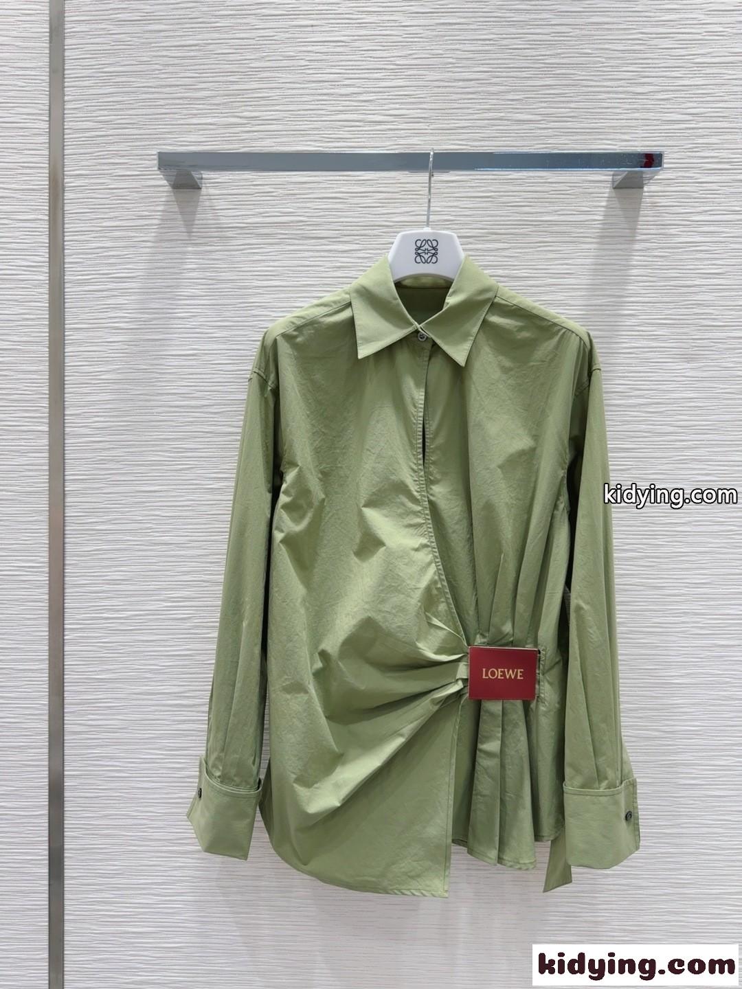 洗練された おしゃれ ロエベ シャツ コピー コットン トップス グリーン-0